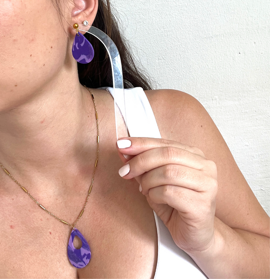 Purple Earrings and Necklace Set