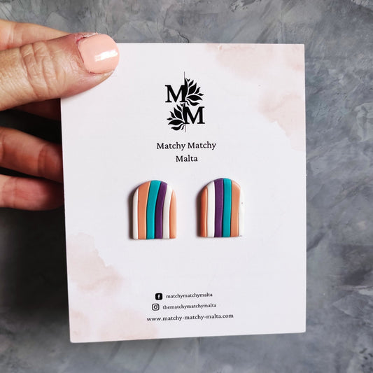 Colourful Striped Studs - Matchy Matchy Malta