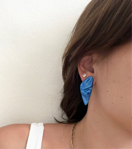 Shimmery Blue Satin Earrings - Matchy Matchy Malta