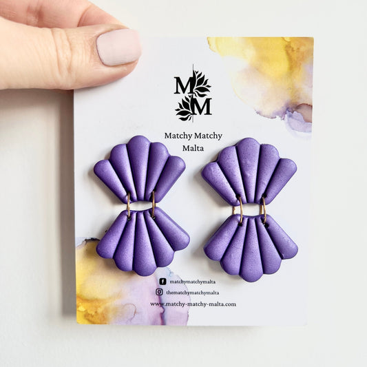 Shimmery Purple Art Deco Earrings - Matchy Matchy Malta